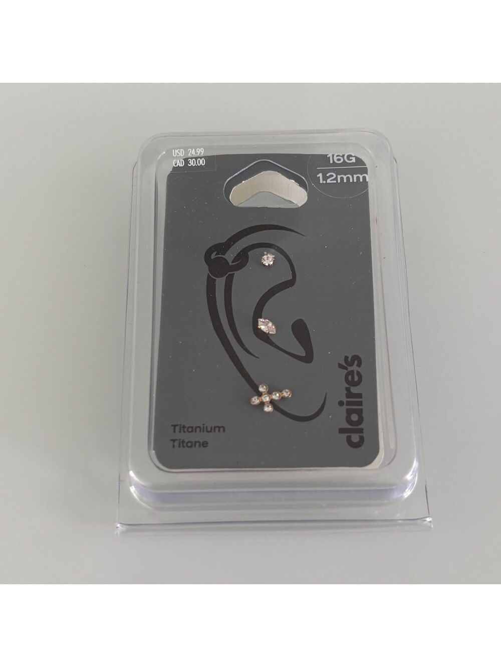 $24.99 MSRP Claire’s Titanium Earrings 3 pcs Set